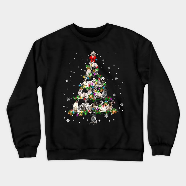 Cute english setter dog christmas tree gift decor xmas tree Crewneck Sweatshirt by Tianna Bahringer